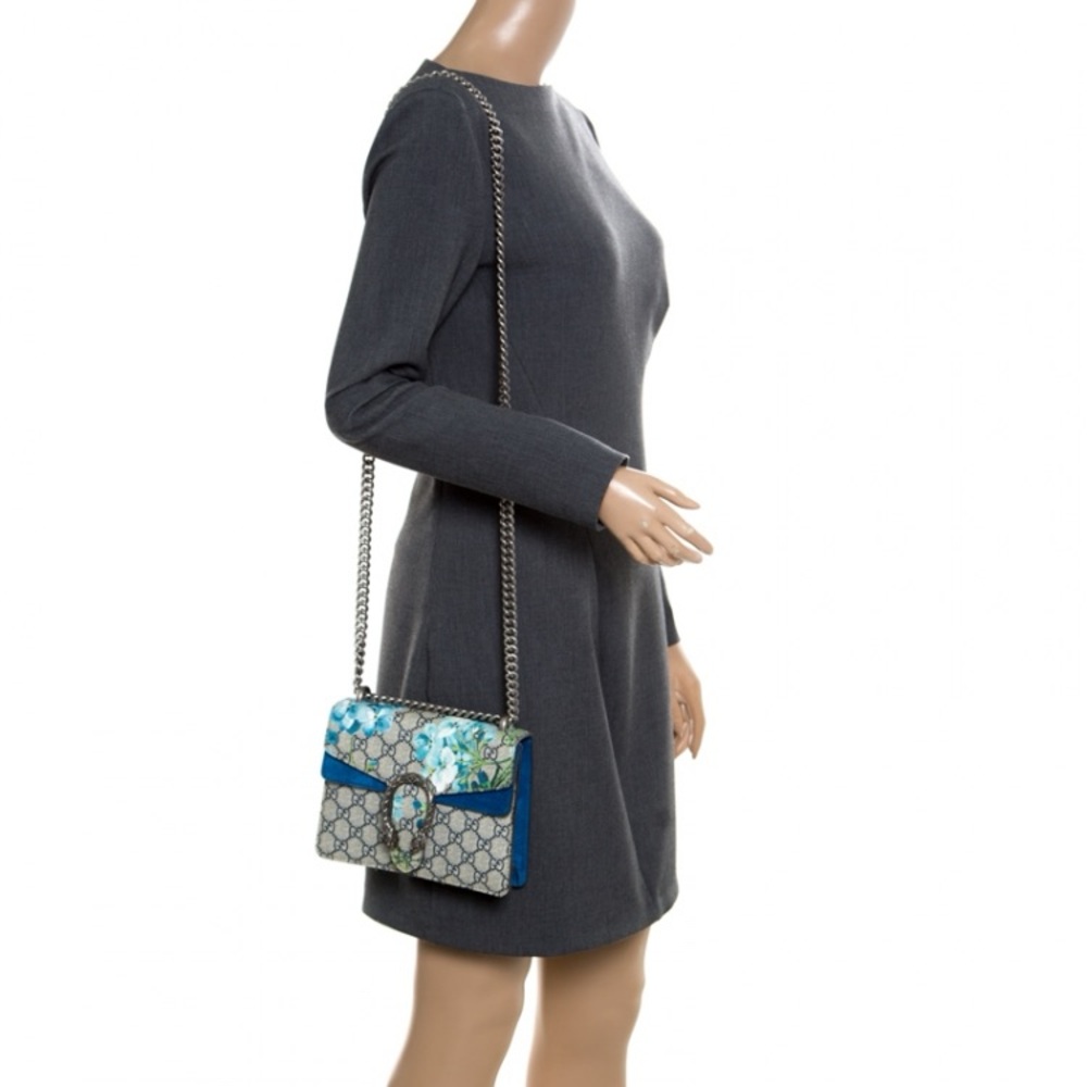 Gucci GG Supreme Dionysus Blooms Floral Mini Chain Shoulder Crossbody Bag Blue - Picture 17 of 17
